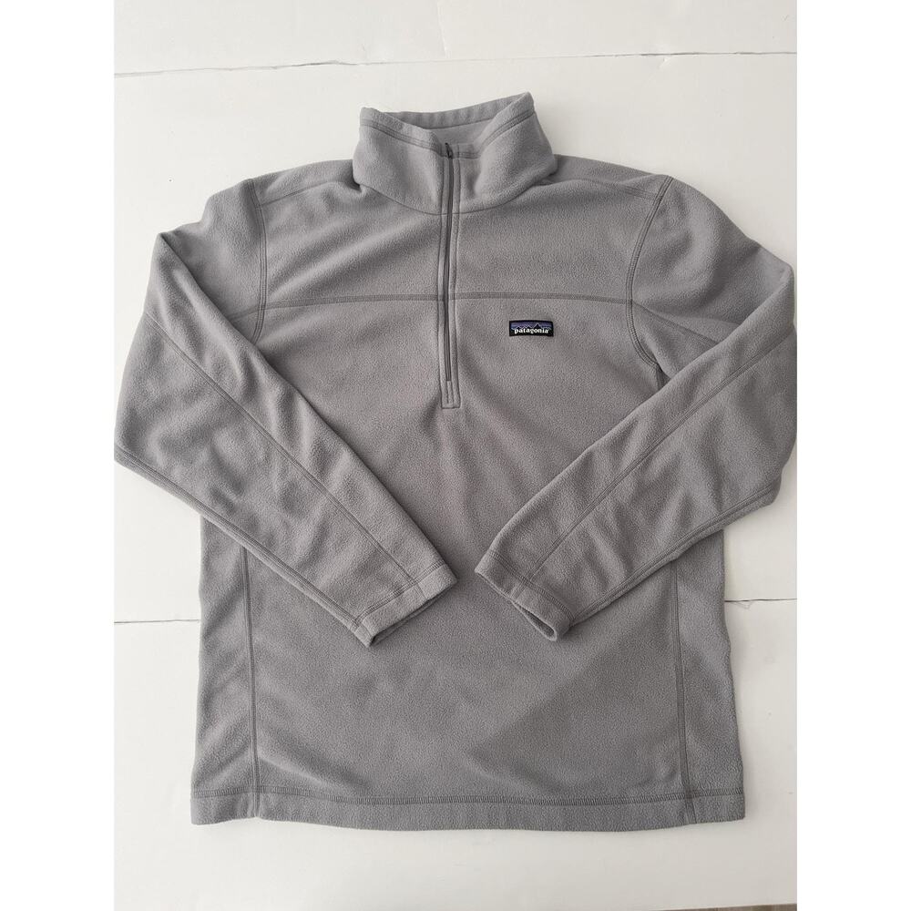 Patagonia Micro D Jacket Mens L Gray Fleece 1/4 Zip Pullover Lightweight Hiking